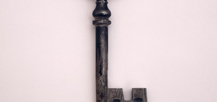 black and silver skeleton key